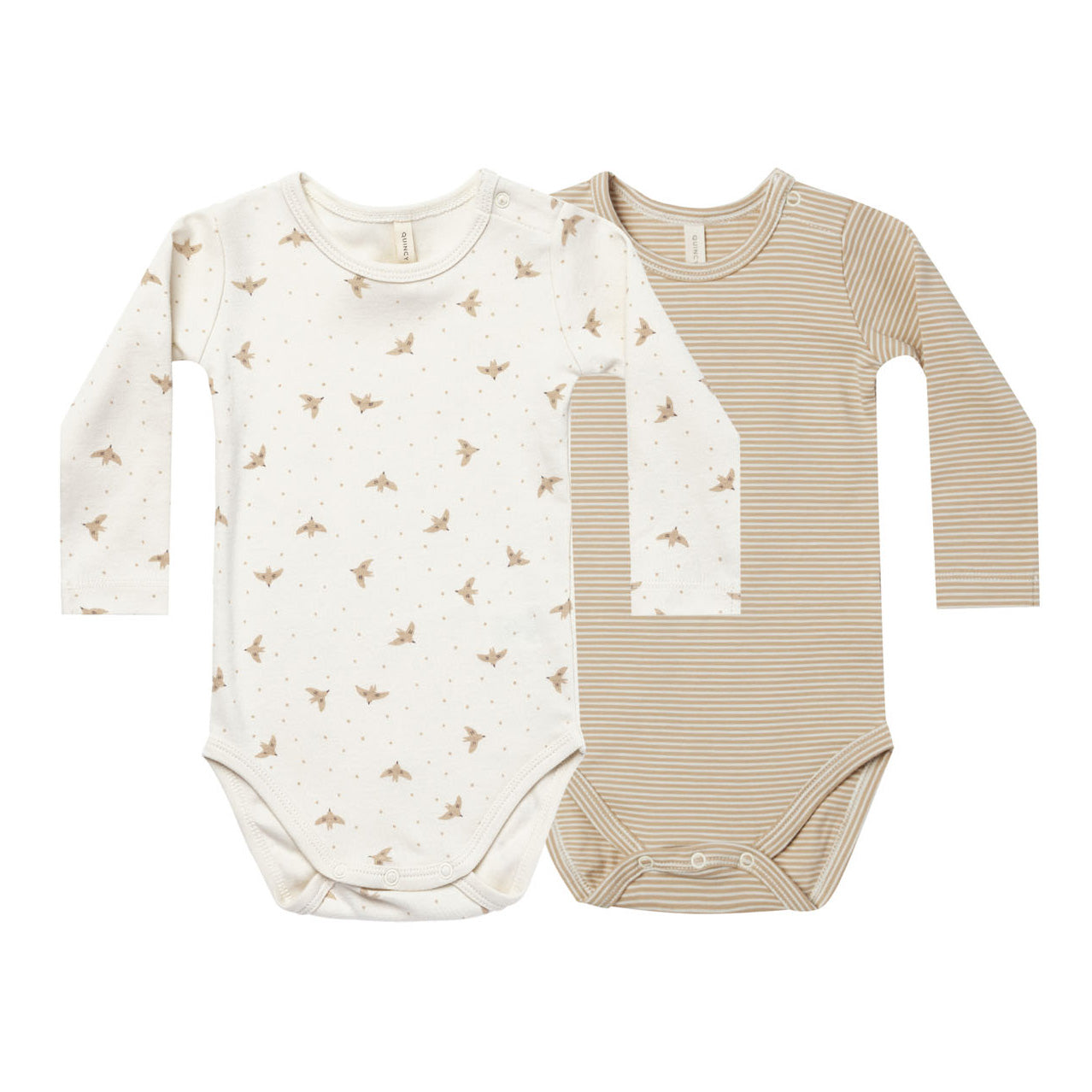 Quincy Mae Jersey Bodysuit 2 pack Doves/Stripes