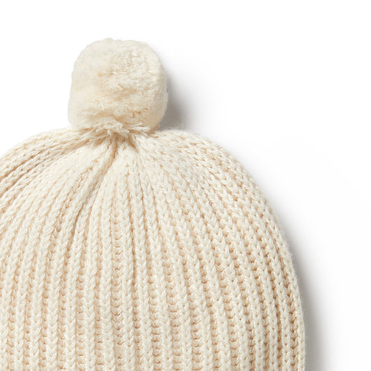 Knitted Ribbed Hat Ecru