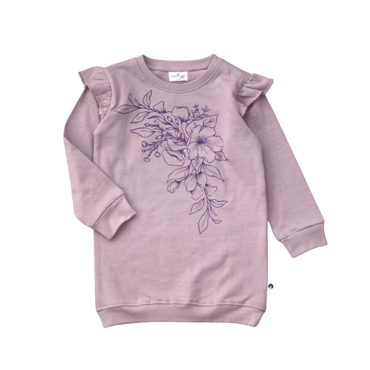 Burrow & Be Lilac Winter Floral Sweater Dress