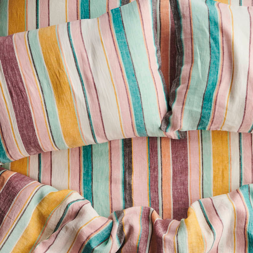 Hat Trick Woven Stripe Linen Pillowcase Standard Set2