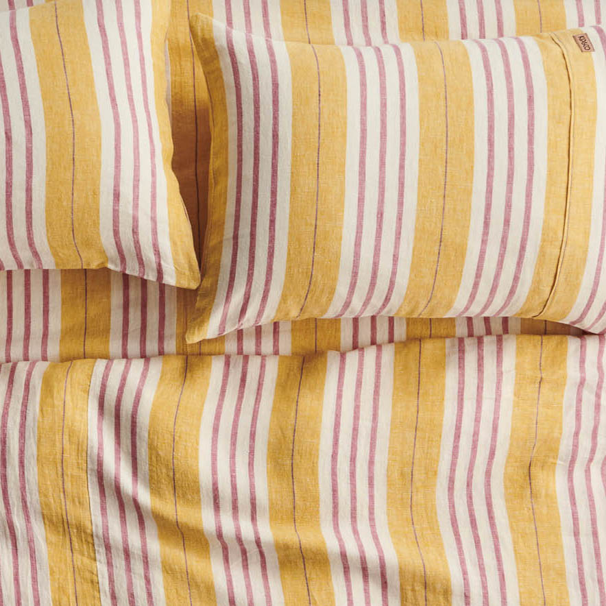 Sweet Stripe Woven Linen Pillowcases Standard Set2