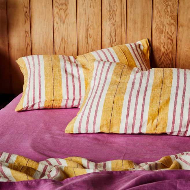 Sweet Stripe Woven Linen Pillowcases Standard Set2