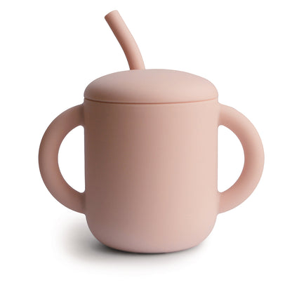 Mushie Silicone Straw Cup - Blush