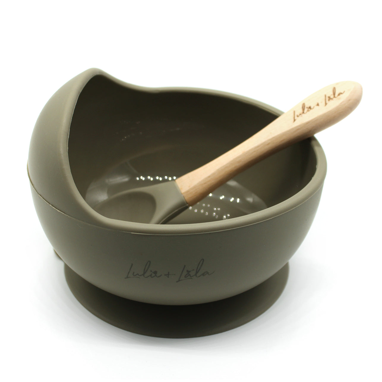 Lulu + Lala Silicone Bowl + Spoon Set - Khaki